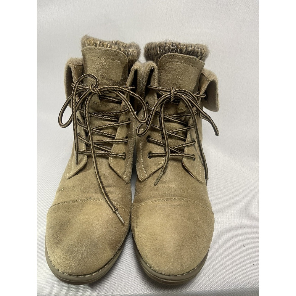 Cliffs By White Mountain Womens 10 M Duena Bootie Hiker Boots Tan w/Beige Lace